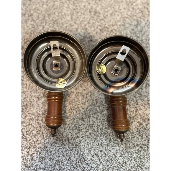 Vintage Set Of Wooden Brass Metal Wall Hanging Candle Sconces Holders Cottage - Picture 4 of 8